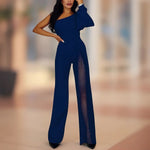 One-Shoulder Flared Jumpsuit met Glamour Split