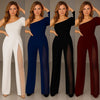 One-Shoulder Flared Jumpsuit met Glamour Split